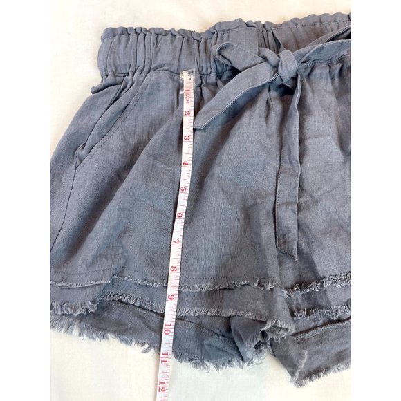 Rewash Women Cut-Off Shorts Mid Rise Front Tie Elastic Waist Gray Size Small - Picture 4 of 9